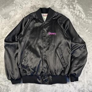 VTG 90s Hartwell Sports Igniters Car Club Black Varsity Satin Bomber Jacket SZ L